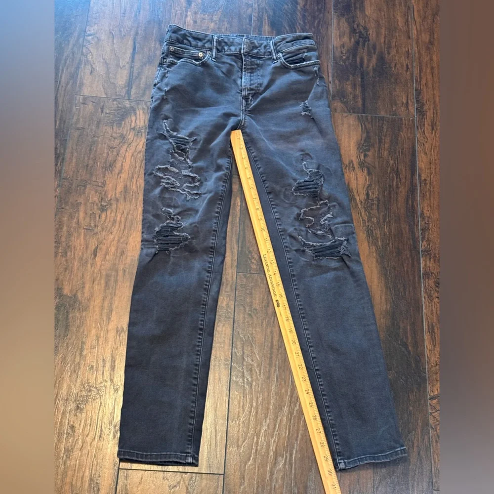 American Eagle Jeans Mens 28x32 Slim Straight Leg Black Denim‎ Distressed Grunge
